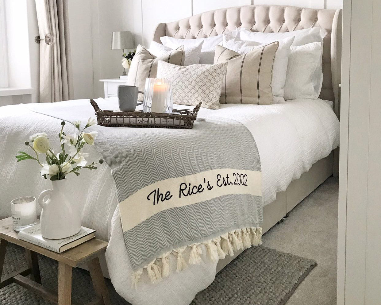 Personalized Blanket, Cotton Anniversary Gift 85" x 80"