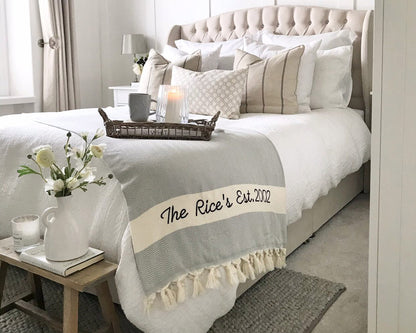 Personalized Blanket, Cotton Anniversary Gift 85" x 80"