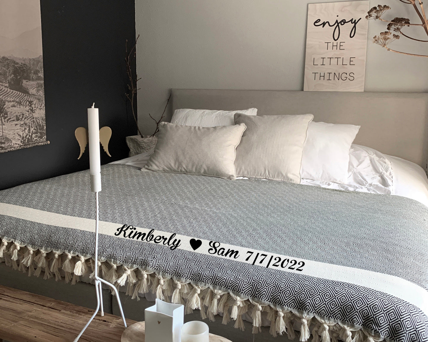 Personalized Blanket, Cotton Anniversary Gift 85" x 80"