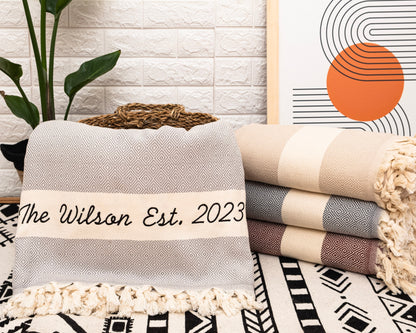 Personalized Blanket, Cotton Anniversary Gift 85" x 80"